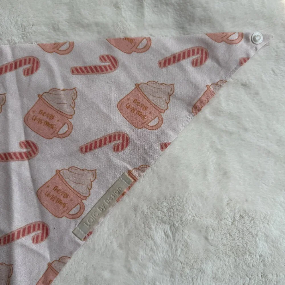 NWT Loic by Design Christmas Dog Bandana with Candy Canes, Pink + Red, Size M
